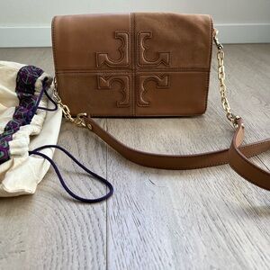 Tory Burch suede and leather tan handbag